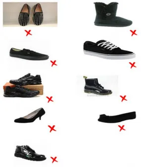 SHOES THAT ARE NOT SUITABLE