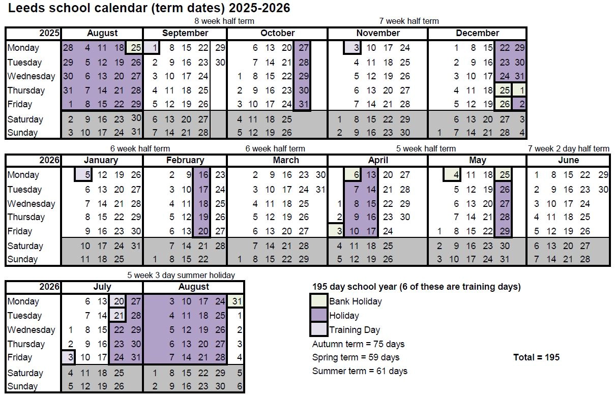 Leeds school calendar 2025 2026 final