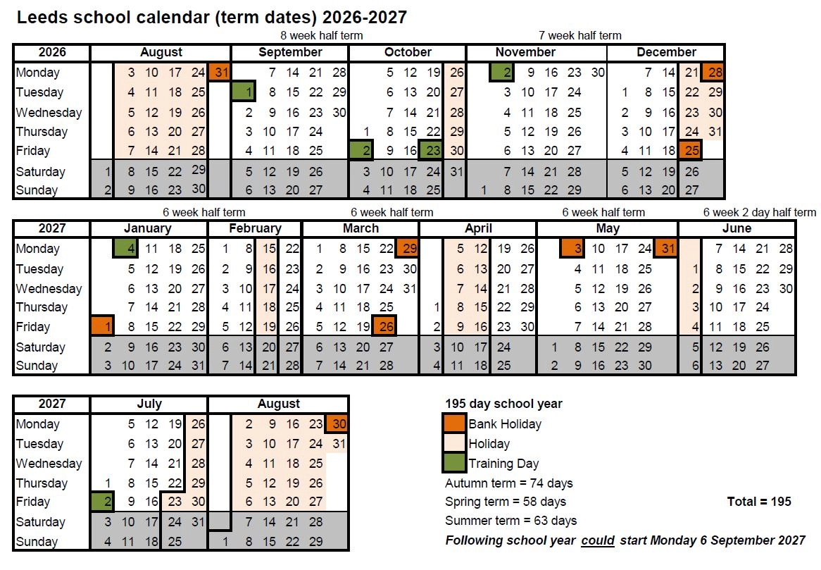 Leeds School Calendar 2026 2027 Website