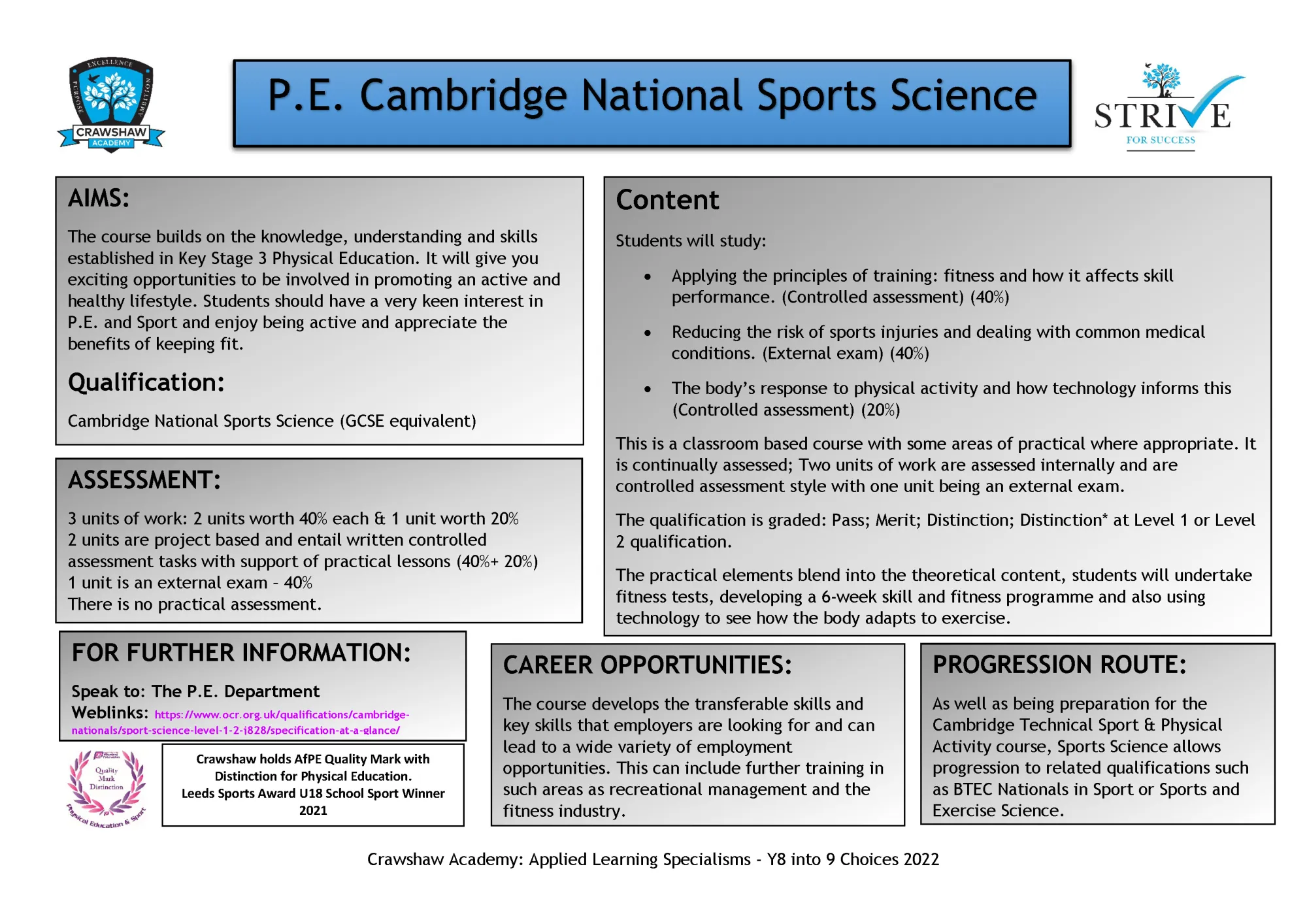 PE Course details for Applied Learning Specialisms Y8-9 booklet 2022_Page_1